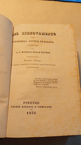 Del rinnovamento della filosofia antica italiana Mamiani edizione 1836 - Foto 4 di 7
