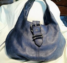 B. Makowsky Navy Blue Leather Hobo Shoulder B...