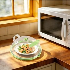 Magnetic Microwave Splatter Cover Food Guard Lid with Water Tank & Steam Vent