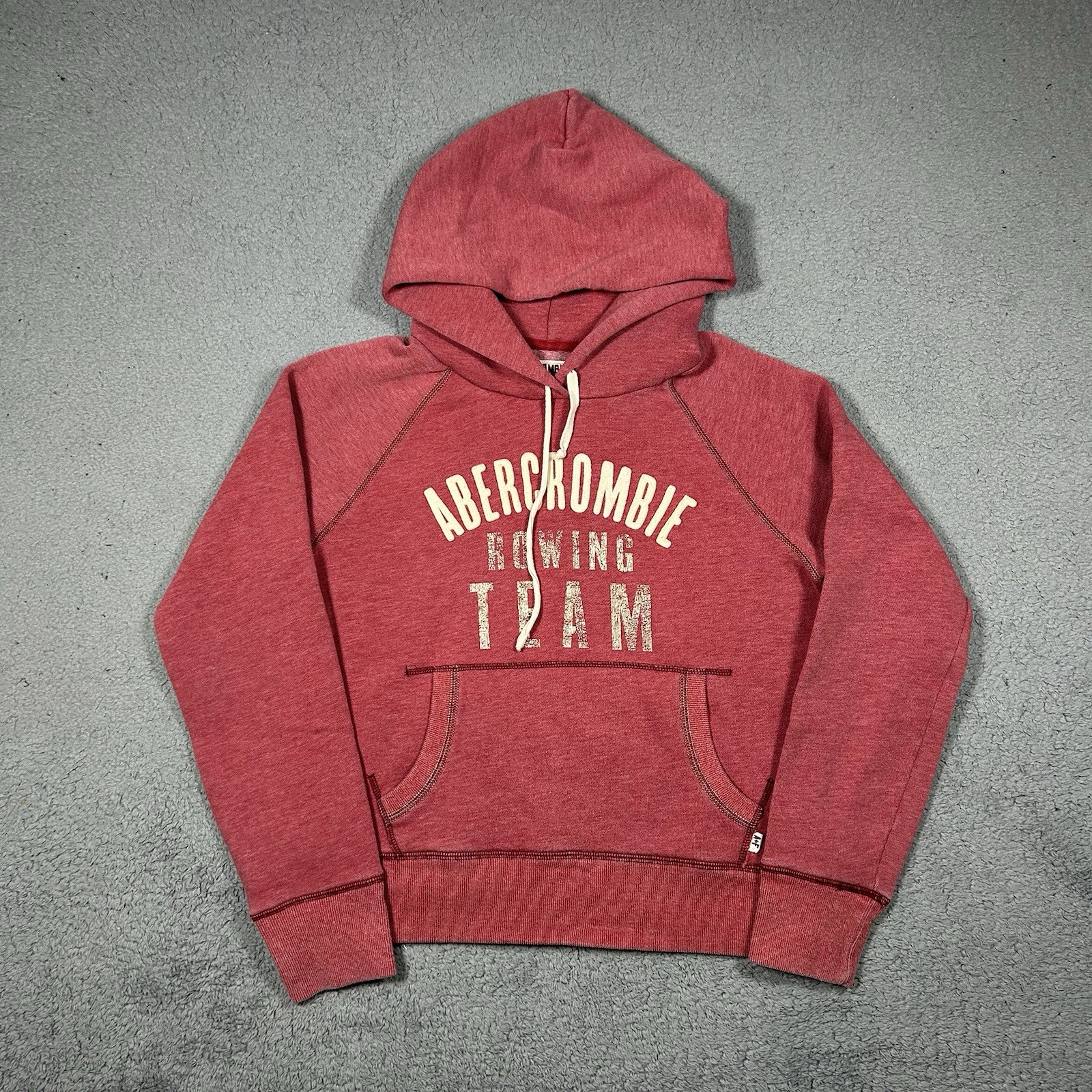 FILA Felpa con cappuccio pullover vintage Y2k rossa Abercrombie squadra canottaggio donna media