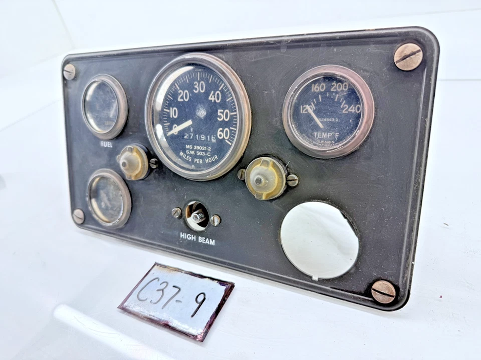 Panel de instrumentos original Jeep Willys Kaiser M38 calibre velocímetro grupo C37-9 Foto 3 de 4
