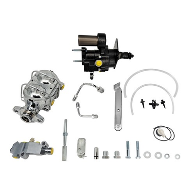 #ad Universal Hydrobooster Power Hydraulic Brake Booster Chrome Master Disc Drum Kit $402.55