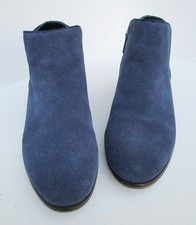Crown Vintage Blue Suede Leather Ankle Zip Booties Women's Sz 9M