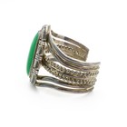 Navajo Signed Irv Monte Sterling Green Chrysoprase Bead Layered Cuff #S5308-1 — photo 5