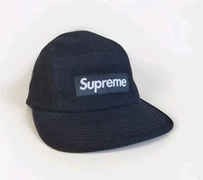 Supreme Camp Hat Black 5 Panel Strap Back Box Logo USA Made Casual Streetwear