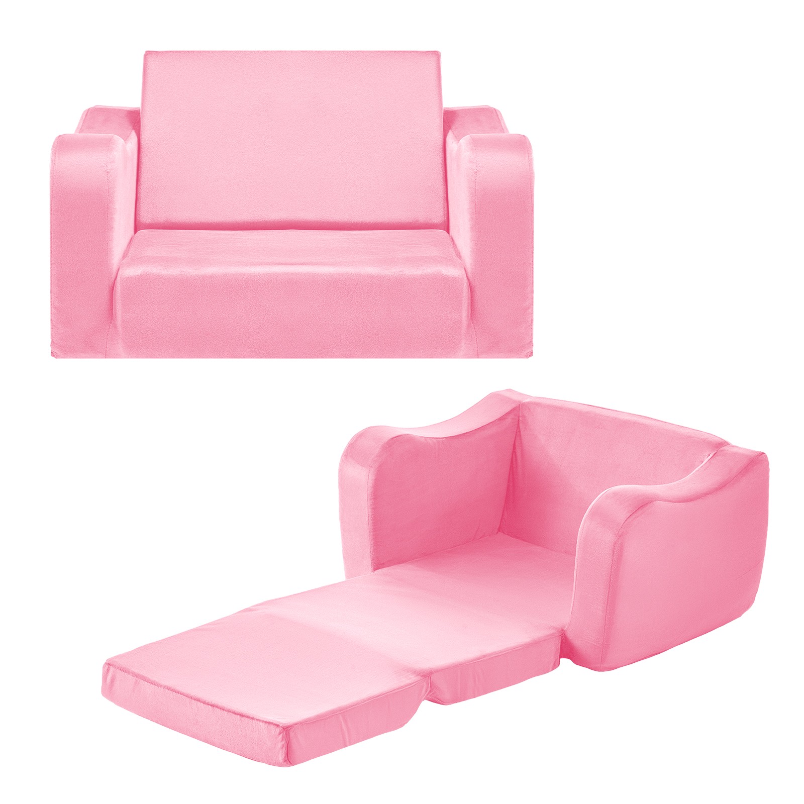 Canapé pour enfants convertible VEVOR M rose avec accoudoirs confortables