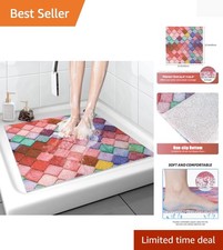 24x24 Inch Quick Drying Non-Slip Shower Mat with Massage Effect  Drainage Holes