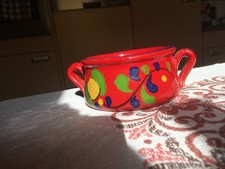 Keramik Topf Gebraucht Defekt Rot Blau Grün 5,5cm hoch 10,5 Durchmesser Chip