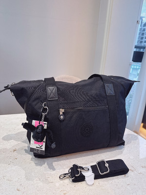 NWT Kipling Art S Tote Bag in Black Medium Size light weight duffel