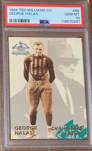 1994 Ted Williams Co. Football #65 George Halas Chicago Bears PSA 10 Pop 1