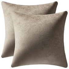 Decorative Pillow Covers 18x18: 2 Pack Cozy Soft Velvet 18 x 18-Inch Taupe