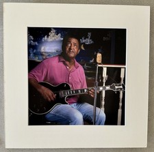 Junior Kimbrough Matted Color Photograph with Guitar 1990's RARE