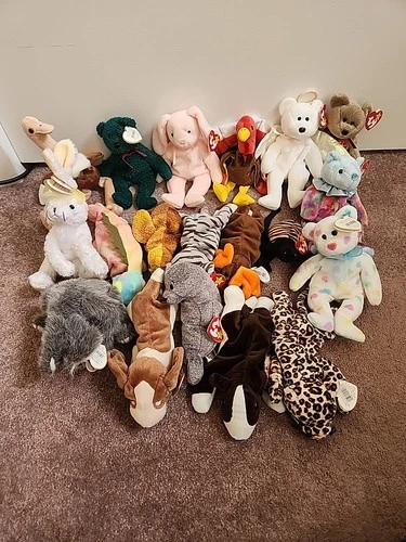 Ty Beanie Babies Large Vintage Lot of 20, 90s-2000s with Tags Britannia