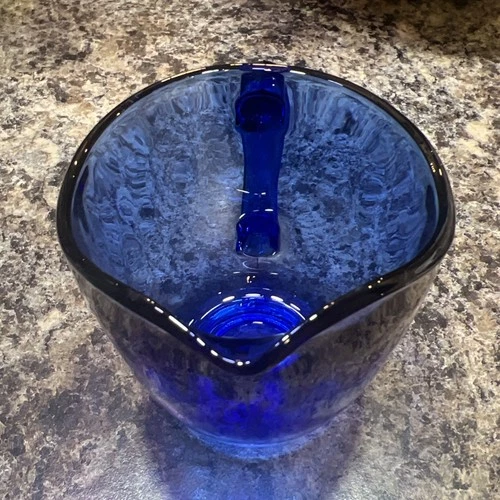 Vintage Anchor Hocking Cobalt Blue Glass Creamer 4" tall