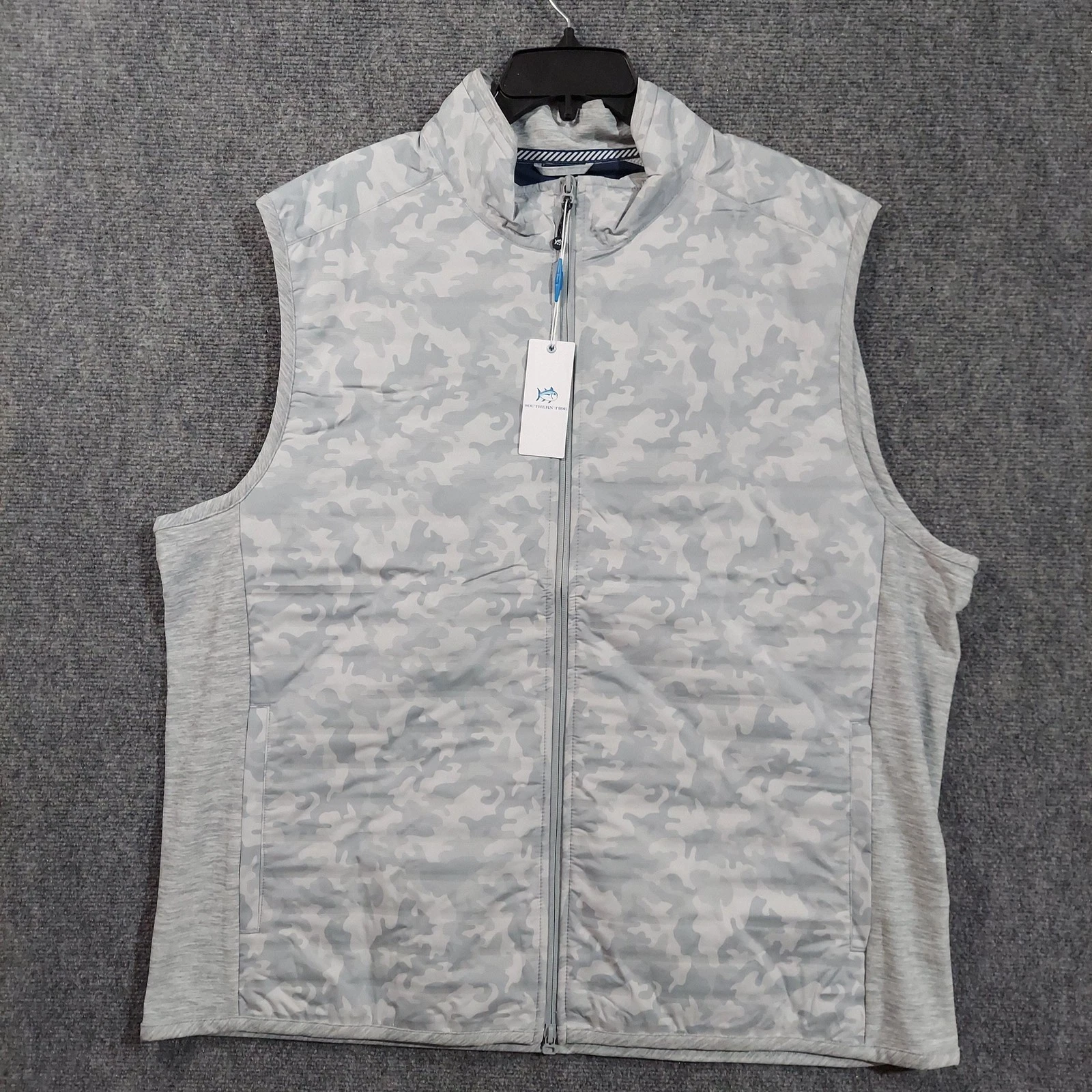 Southern Tide Vest Mens XXL Gravel Grey Abercorn Camo Print Performance Full Zip