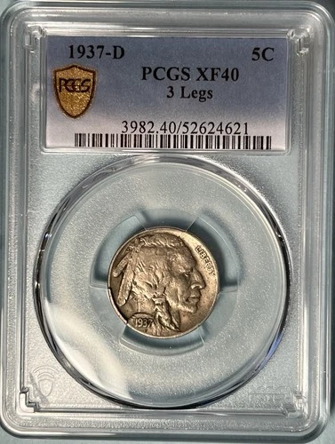 1937-D Buffalo Nickel 3 Legs PCGS XF40 — Popular Key Date