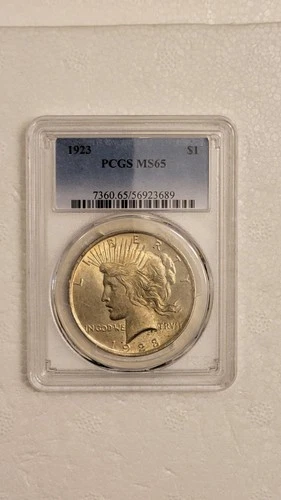 1923-P Peace Dollar PCGS MS65 - Light Golden Toning - Solid MS65 under toning