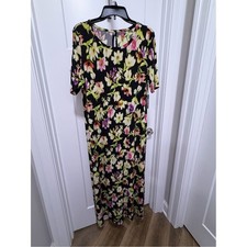 Vince Camuto Black Maxi Dress with Pink & Green Floral Print