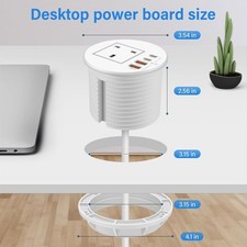 Office Desk Recessed White Plug - 80mm - USB C/A - 67w USB Power GaN -2500w Load