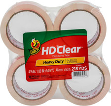 Duck HD Clear Packing Tape Refills - 4 Rolls of Strong Heavy Duty Packing Tape f