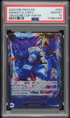 2026 ONE PIECE PROMOS TREASURE CUP-TOP 64 #092 MONKEY D. LUFFY PSA 10