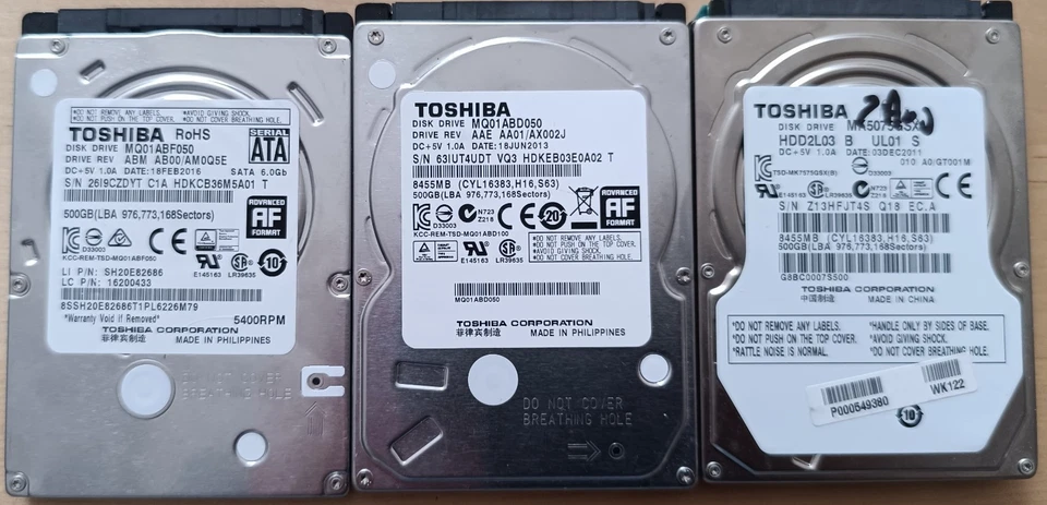 Lot 15 Disques dur SATA 2.5" 500Go Diverses Marques - Testés BONS - Photo 2/4