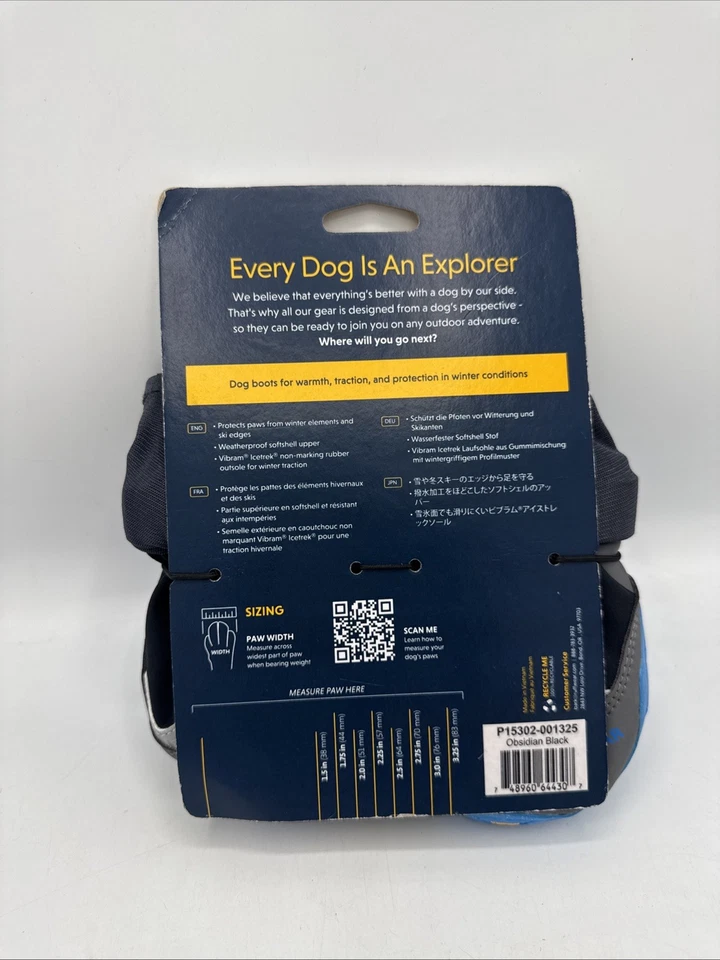 Ruffwear Polar Trex Pair Blue 3.2inches Obsidian Black Winter Dog Boots - Image 3 of 3