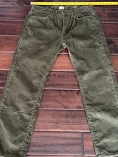 Dockers Men's Jean Cut Corduroy Straight Fit Pants Olive Green 34x29 5 Pockets