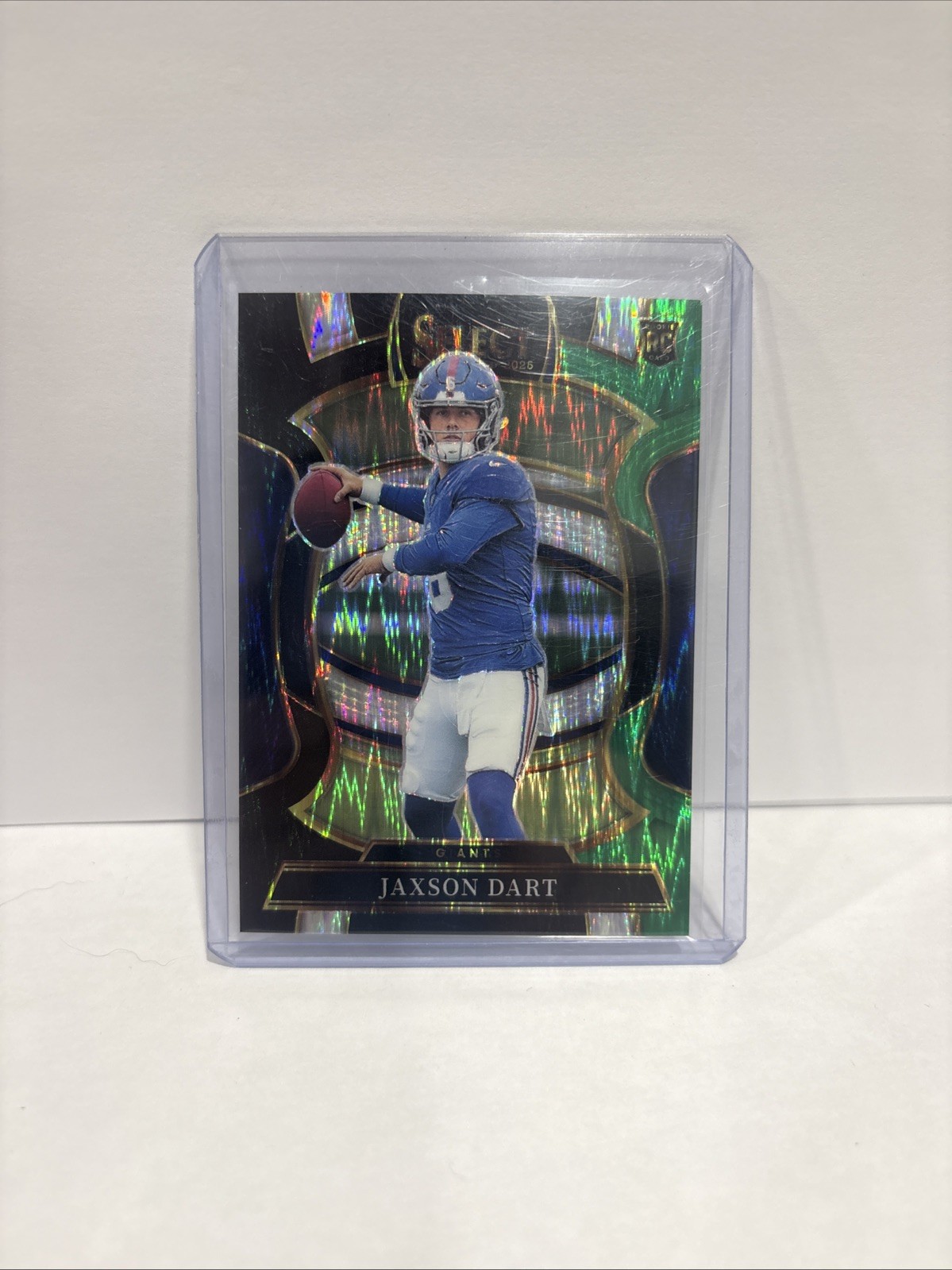 2025 Panini Select Concourse Jaxson Dart #93 Black & Green Shock Prizm RC Giants