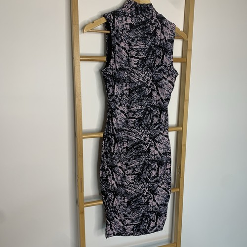 Kookai Size 1 / S Wiggle Stretch Pencil Dress Tie Dye Acid Wash Turtle Neck Y2K - Picture 5 of 8