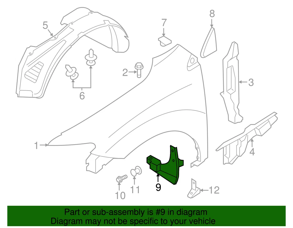 Genuíno Nissan 2009-2014 Nissan Murano - Protetor de lama 63854-1AA0A - Imagem 2 de 2