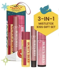 Burt's Bees Mistletoe Kiss Gift Set | Lip Balm, Tinted Lip Balm, Lip Shimmer