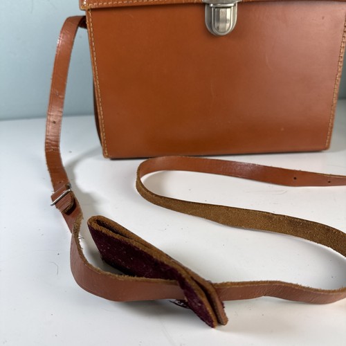 Polaroid Brown Leather Camera Case w/ Shoulder Strap & Clasp