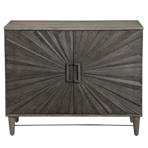 Uttermost 25085 Shield 40"W 4 Shelf Solid Wood Accent Cabinet - Ebony / Gray - Picture 1 of 9