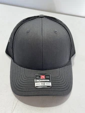 RICHARDSON 112 CLASSIC TRUCKER HAT BLANK SNAPBACK BLACK & GRAY NEW