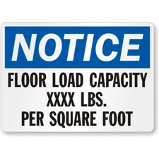 Custom Floor Load Capacity Aluminum Weatherproof Sign b00899