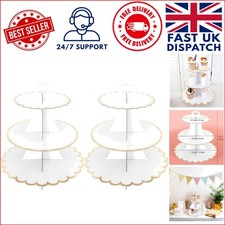 2 Pack 3-Tier Cardboard Cake Stand - Elegant White Dessert Display for Events