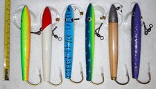 6" Rigged Cedar Plugs 6 Pieces Tuna Trolling Saltwater Fishing Lures W/Lure Bag 