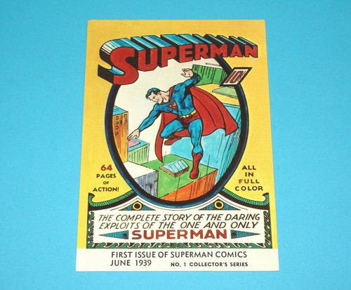 SUPERMAN SUPERCARD POSTCARD 'FIRST ISSUE ACTION COMICS' 1966 DEXTER PRESS
