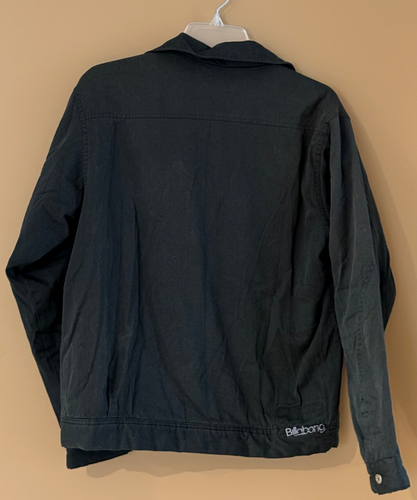 Billabong Jacket Mens Black Quilted inside Size Medium Pockets Logos EUC - Picture 2 of 10