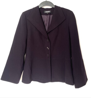 Jean Muir Jacket England  Deep Purple blazer Wool lined  Size 12 US 10￼