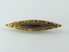 Vintage 14k Bar Stick Pin Tiger's Eye Brooch Genuine 18k Gold Nugget Frame 1.47g