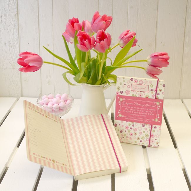 New Mummy Journal Notebook - Flowers Pink - Rufus Rabbit - Baby Shower Gift