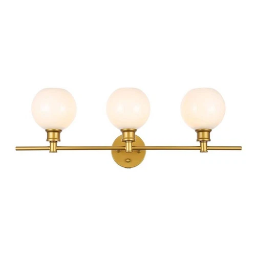 Living District Collier 3-Light Metal Wall Sconce in Brass and Frosted White - Picture 1 of 7