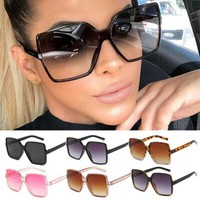 Oversized Flat Top Sunglasses Retro Square UV400 Unisex