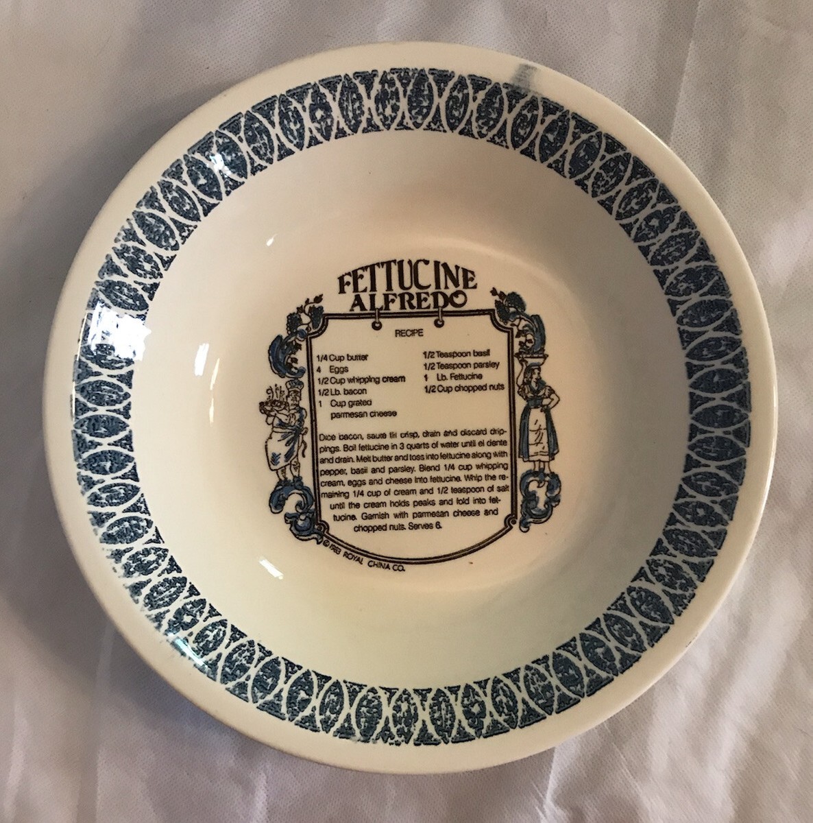 Vintage Royal China Fettucine Alfredo Italian Classics Recipe