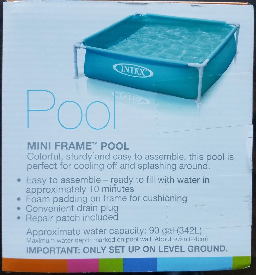 Intex Mini Frame Pool 48"x48" Square Kinder Wading Kiddie Swimming Pool Blau [NEU] - Bild 4 von 4