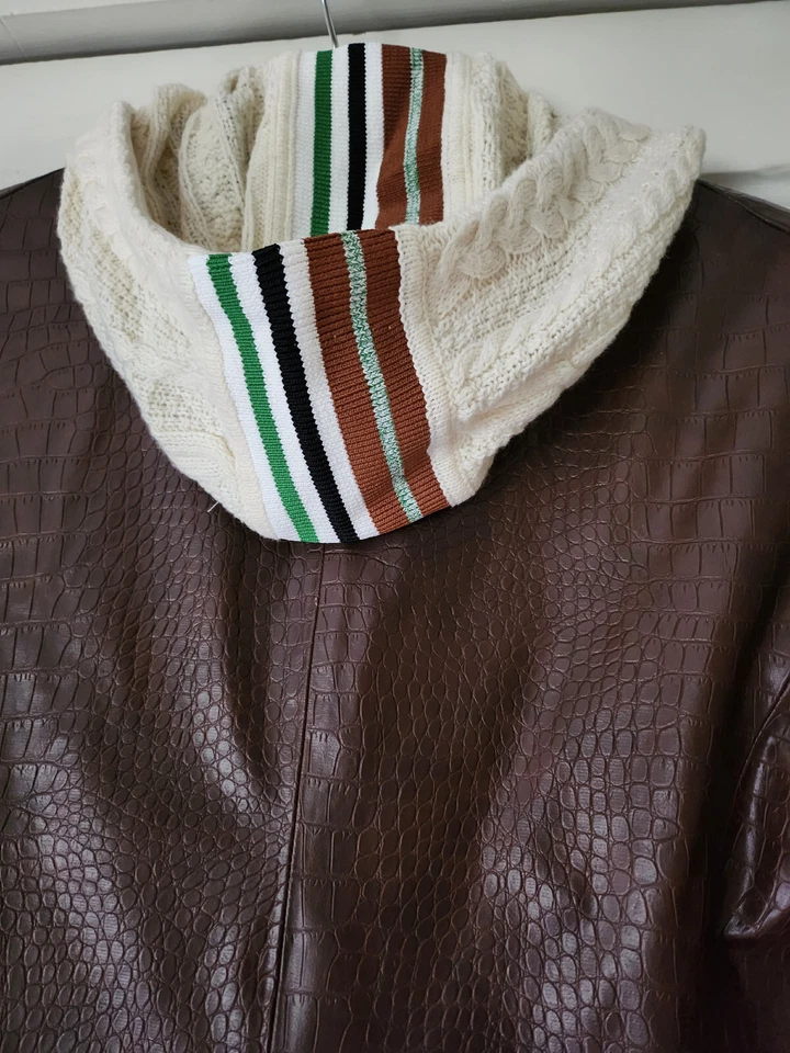 VERONICA BEARD Dickey Jacket Insert Women Ivory POE Cableknit Sweater Stripe NWT - Image 3 of 4