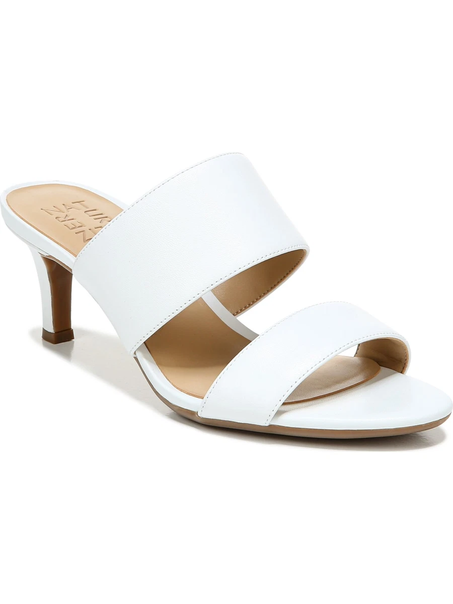 NATURALIZER Womens White Tibby Almond Toe Slide Leather Slide