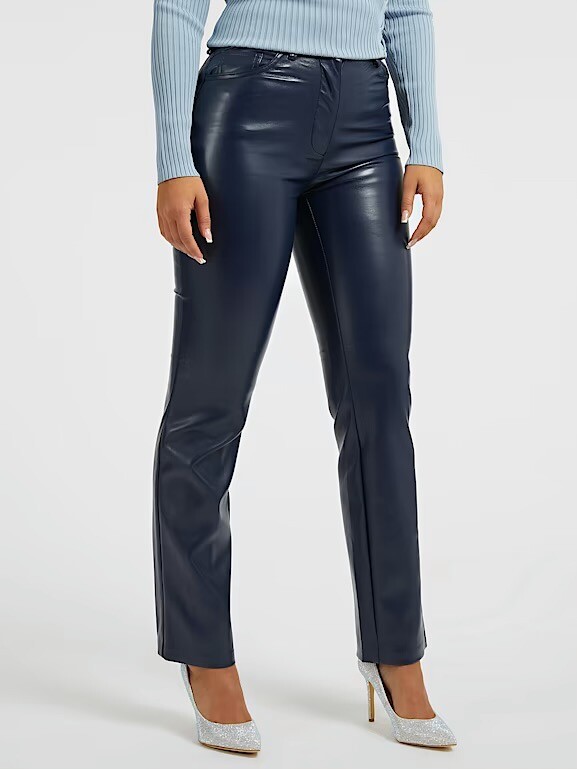 Guess Blackened Blue Kelly Straight Faux Leather Pants 27x29 NWT